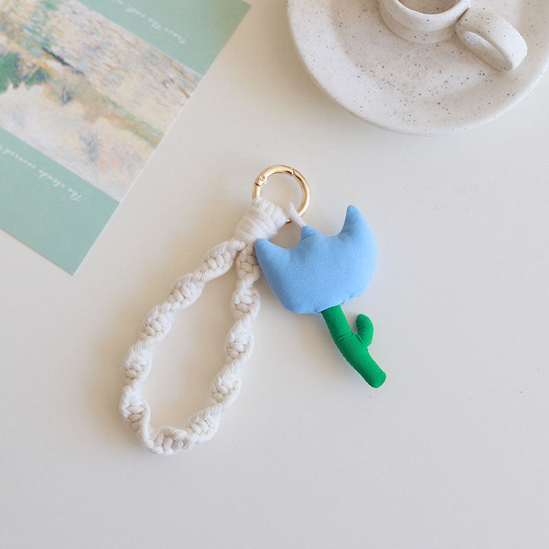 Wholesale Cotton Rope Tulip Handwoven Wrist Strap Keychain